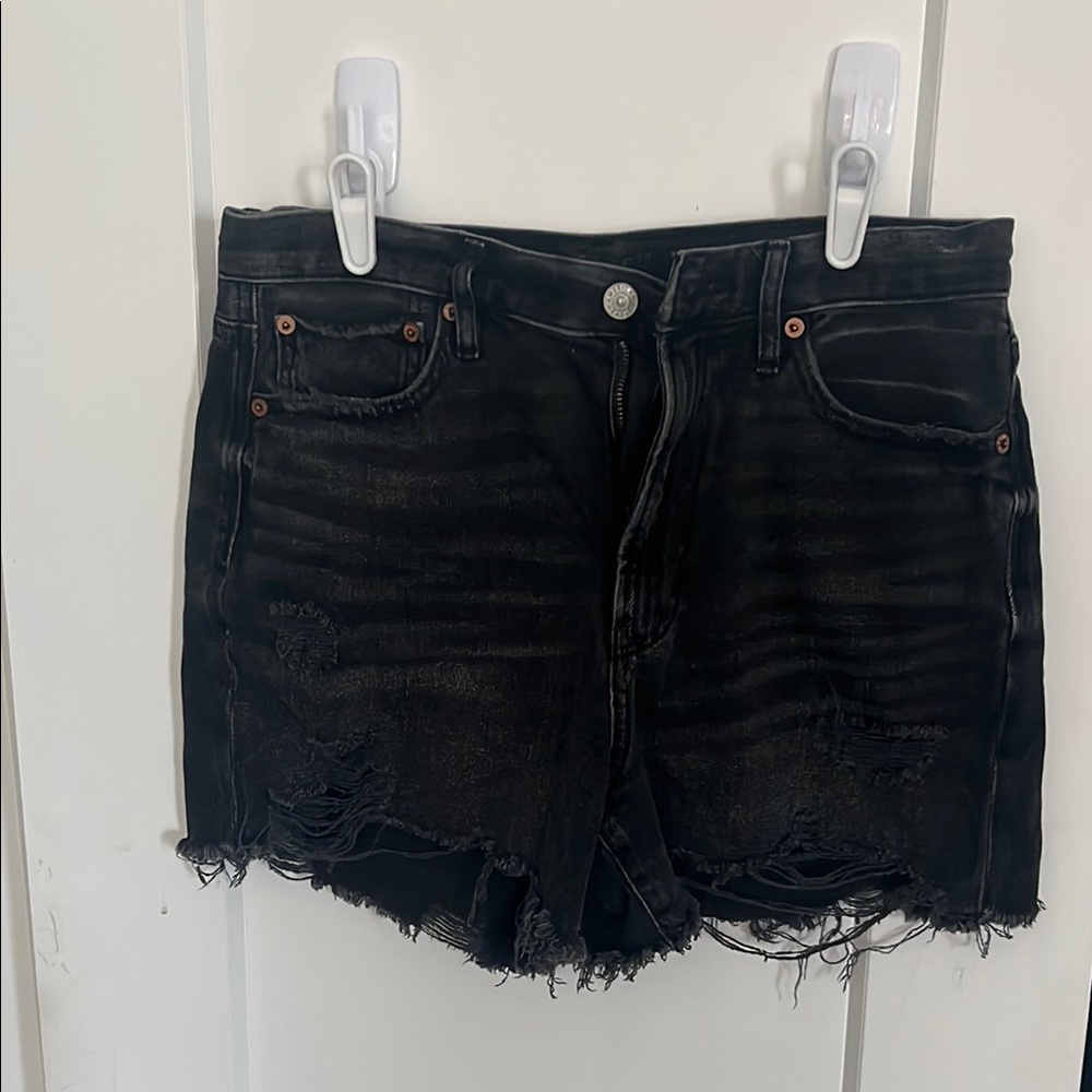 American Eagle Outfitters Dark Wash Jean Shorts Frayed Hem